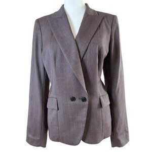 Lafayette 148 Wool Blend Career Plum Burgundy Lined‎ Pockets Two Button Size 10